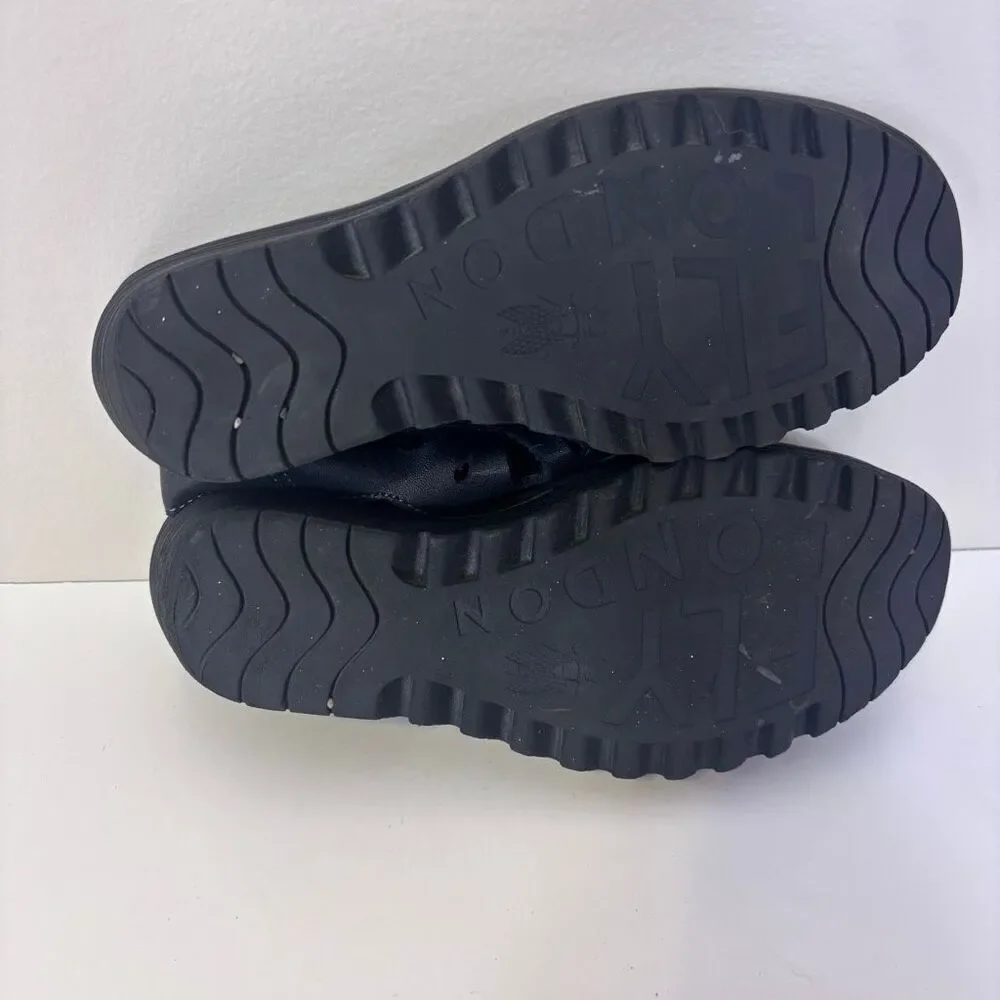 Fly London Black Leather Open Toe and Heel Cutout Detail Wedges‎ US 6